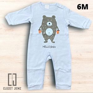 6 Month New Infant Romper With Winter Bear - Long Sleeve